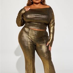 Metallic Gold Women's 2 piece pant set